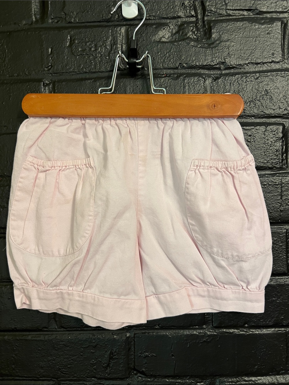 Light Pink Elastic-Waist Shorts